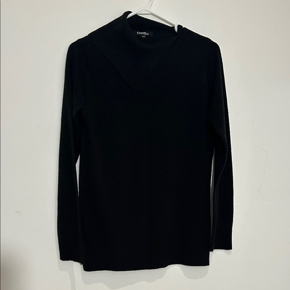 George Sweaters - George Black Asymmetrical Neck Sweater